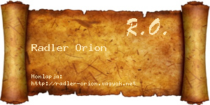 Radler Orion névjegykártya